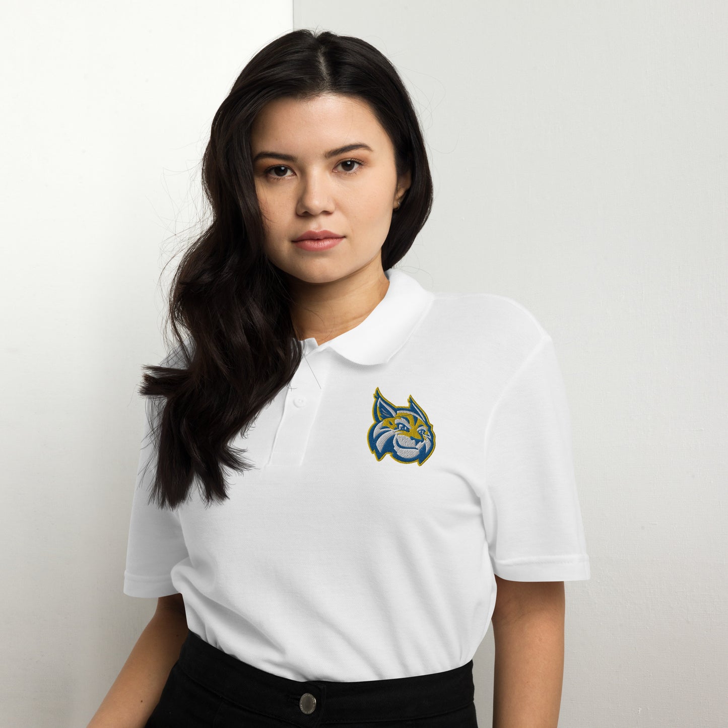 Bret Harte Mascot Head (white) - Unisex pique polo shirt