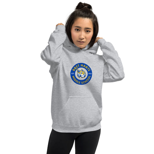 Bret Harte Emblem (Grey, White, Blue) - Unisex Hoodie