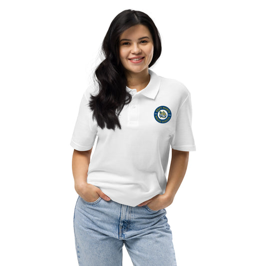 Bret Harte Emblem (white) - Unisex pique polo shirt